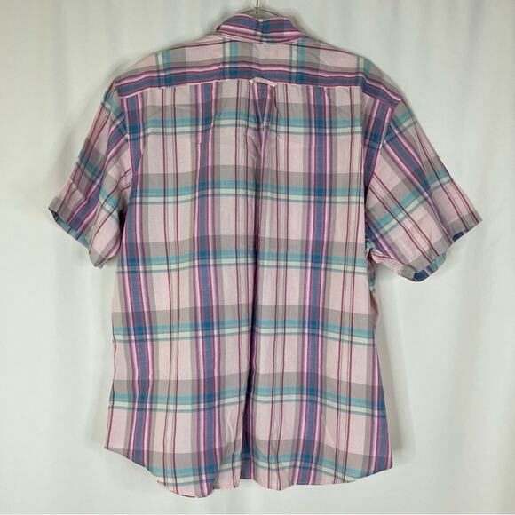 Lands' End | Mens' Light Pink Plaid Short Sleeve Traditional Button Up Shirt XL - Picture 5 of 5